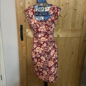 Floral Sleeveless Dress - Red and Pink